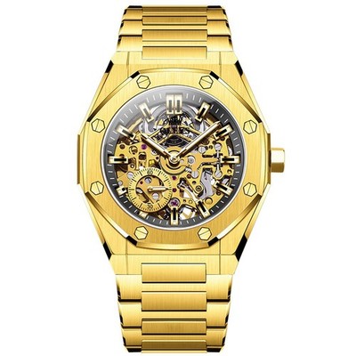 OLEVS 6669 Classic Multi-functiom Rhinestone Hollow Out Gents Mechanical Watch