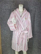 2025 Victorias  Secret Short Cozy Plush Robe Size M/L - Pink/White New Release