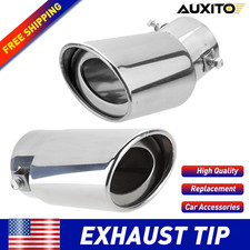 1x2x Stainless Steel Exhaust Tip Rolled Oval Slant 2.5 Inlet -5.5x3.4 Outlet