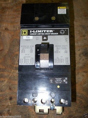 SQUARE D FI FI36070 3 POLE 70 AMP 600V I-LIMITER CIRCUIT BREAKER
