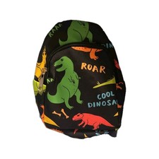 Kids Mini Dinosaur Print Backpack Black Zip Closure Adjustable Strap