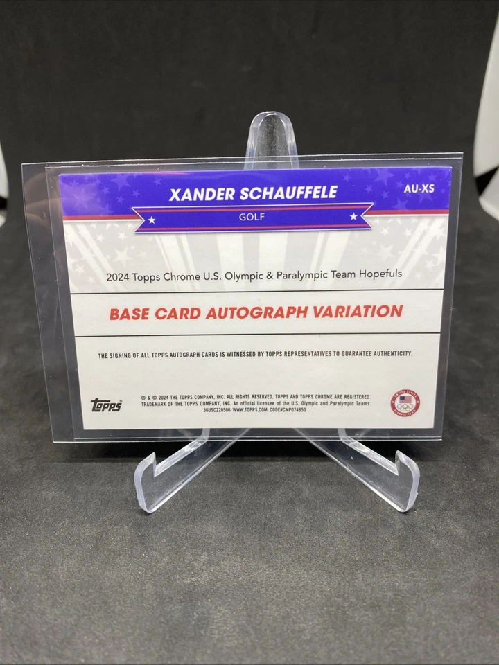 2024 Topps Chrome US Flag Refractor Xander Schauffele AUTO/76 - Image 3 of 3