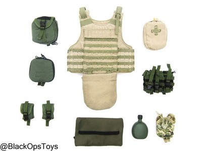 1/6 Scale Toy Ukraine Anti Tank Gunner - FDE Tan Plate Carrier w/MOLLE Pouch Set