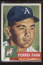 1953 Topps #24 Ferris Fain Surface Scratches Creased