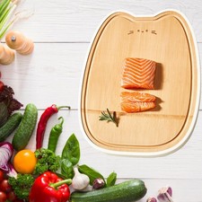 Tagliere di bambù per cucine scanalature di succo a forma di gatto