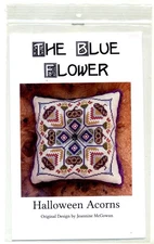 The Blue Flower HALLOWEEN Acorns Cross Stitch Sampler Pattern, Jeannine McGowan
