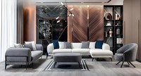 Weiß-Graue Sofas Designer Wohnzimmer Garnitur Ecksofa 3-Sitzer Sessel