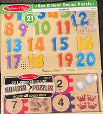 Lot of 2 Melissa  Doug Number Puzzles See  Hear Sound Puzzle NEW Sealed TOY