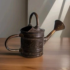 Vintage Brass Watering Can Made in India Rustic Finish Plant Decor