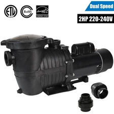 2HP Dual Speed High-Flo INGROUND Swimming POOL PUMP Strainer Energy Saving 230v