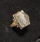 Rare Maltese Cross Hallmark Ostby Barton Agate Sterling & Gold Ring