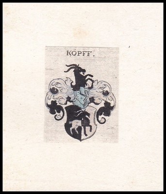 Köpff Wappen coat of arms Heraldik Kupferstich engraving 17. Jh.