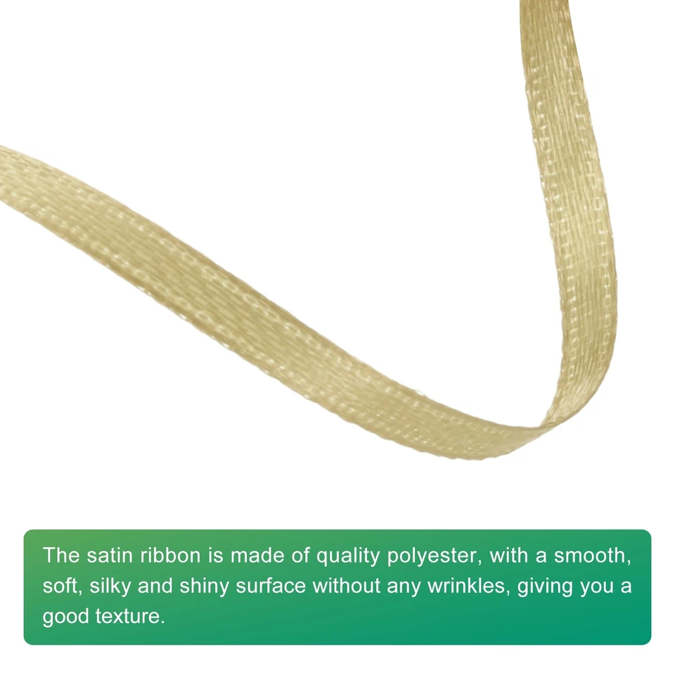 Cinta de satén 1/8 pulgadas x 100 yardas dorada doble cara cinta de satén Foto 3 de 4