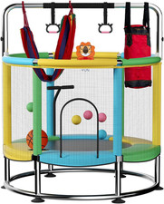 55" Trampoline for Kids,Up to 440 Ibs Mini Trampoline with Anti-Rollover round B