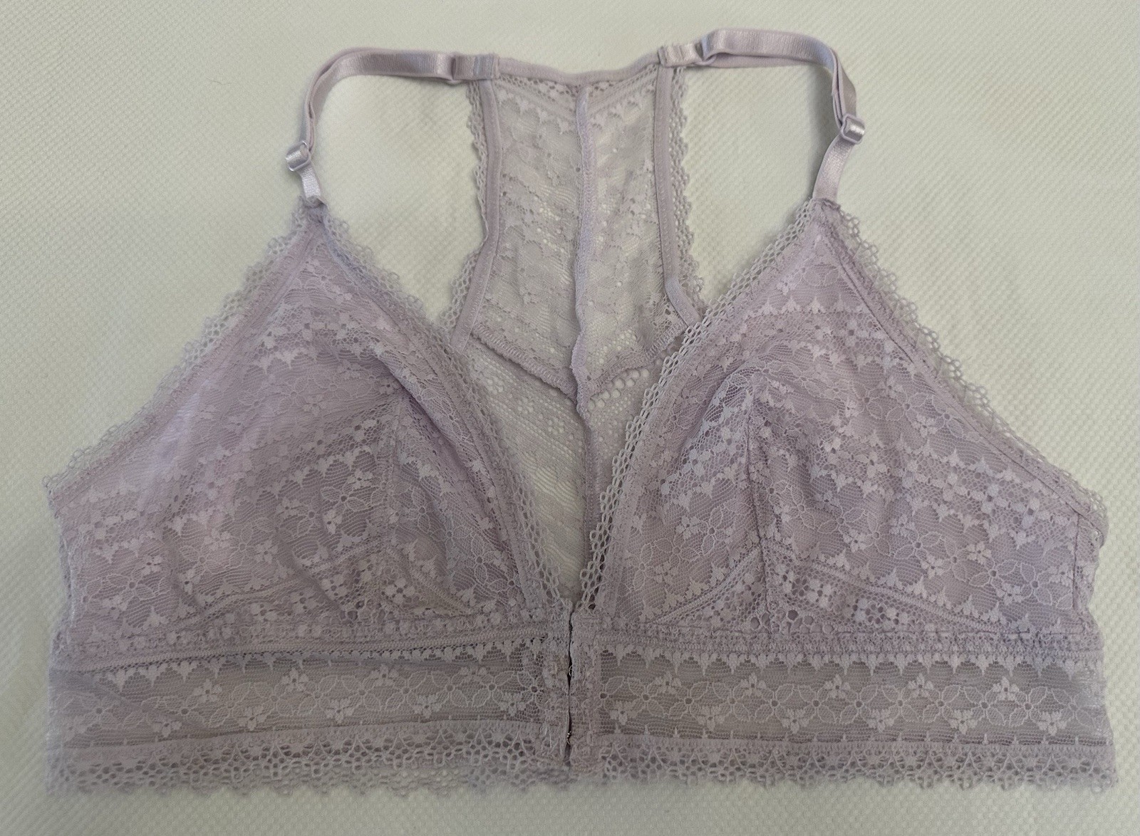 Victoria's Secret Lace Bralette L Purple Wireless Front Closure Racerback Lace