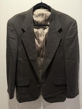 Oscar de la Renta 39R Sport Coat Brown Houndstooth Wool Blazer