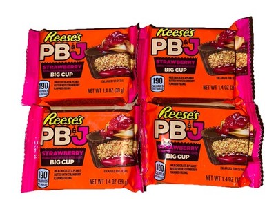 New Reeses 4-Pack PB&J Peanut Butter Strawberry Jelly Chocolate Cups