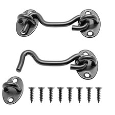 Bivethoi 3 Inch Barn Door Latch, Hook and Eye Latch with Mounting Screws, Bla...