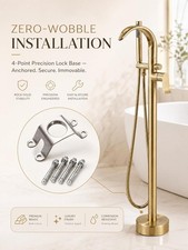 Freestanding Bathtub Faucet Stand Alone High Flow Brass Brush Gold Tub Filler, F