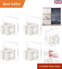 Durable White Mop and Broom Holder Set - Wall Mounted, Adjustable & Space-Saving