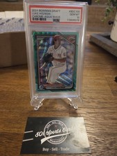 2024 Bowman Draft Luke Holman Chrome Aqua Wave Refractor 1st 032/125 PSA 10 Pop1