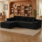 Modern Sectional Couch L-Shape Modular Sofa One-piece Foam Corduroy Plush Soft