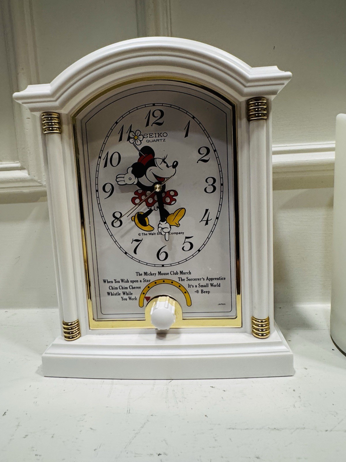 Vintage Seiko Quartz Disney Musical Minnie Mouse Alarm Mantle Clock 1990s Works