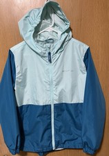 Eddie Bauer Windbreaker Jacket Full Zip Blue Hooded Youth Kids Large 14 Rain