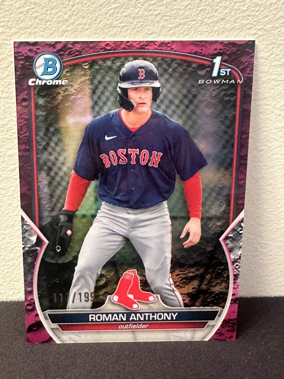 2023 Bowman - Chrome Prospects Roman Anthony #BCP-71 Fuchsia Refractor /199 (RC)