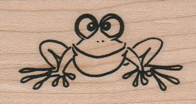 Sitting Frog 1 1/4 x 2'' Mounted Rubber Stamp, Frog Stamp, Frogs