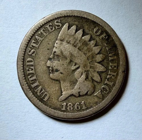 1861 U.S. INDIAN HEAD COPPER PENNY CENT 1c COIN (VF-Very Fine)
