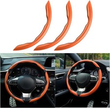 3PCS Carbon Fiber Car Steering Wheel Cover, Anti-Skid Leather Vehicle Se