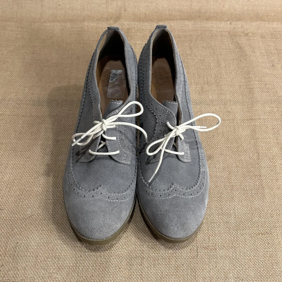 Dr. Martens Sita 鞋女式 11 灰色麂皮绒翼尖橡胶楔形系带牛津鞋 — 第 2/4 张图片