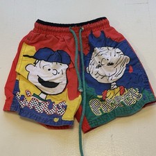 Vintage snoopy Swimwear kids swim trunks 2T shorts Linus Pigpen