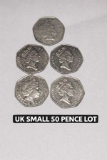 Lot of 5 UK 50 Pence Coins - 1997, 2000 Public Libraries, 2002 - Elizabeth II