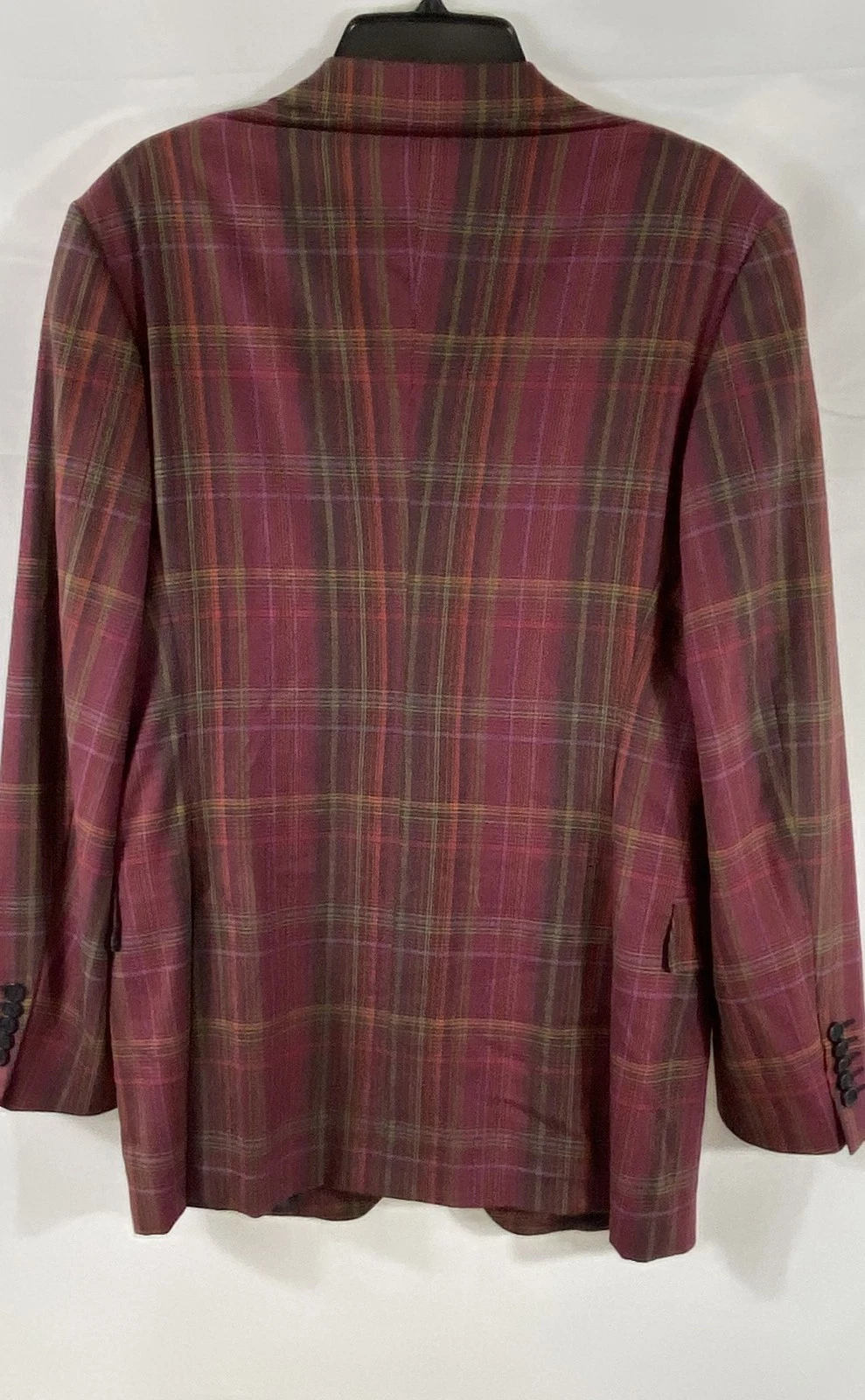 Versace Collection Men's Red Burgundy Plaid 2-Button Blazer Sport Coat Sz 50 R - product detail image 2