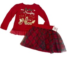 Holiday Red Plaid Skirt Long Sleeve Shirt Christmas Outfit Size 4 NWT