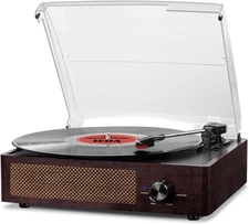 Vinyl Record Player Turntable with Built-in Bluetooth Receiver & 2 Stereo