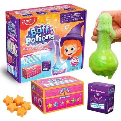ZIMPLI Baff Tränke Mix 6 magische Tränke, die sprudeln und das Wasser färben