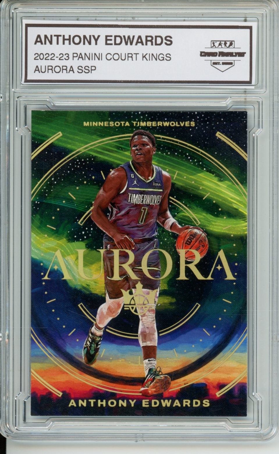 2022-23 PANINI COURT KINGS #9 ANTHONY EDWARDS AURORA SSP CASE HIT