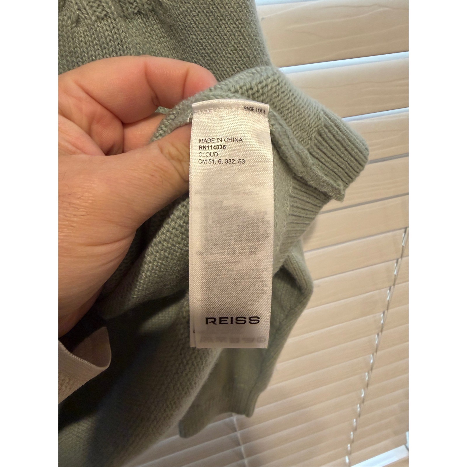 Reiss Sage Green Cloud Wool Blend Raglan Sleeve Crew Neck Jumper Sweater XXL image 6