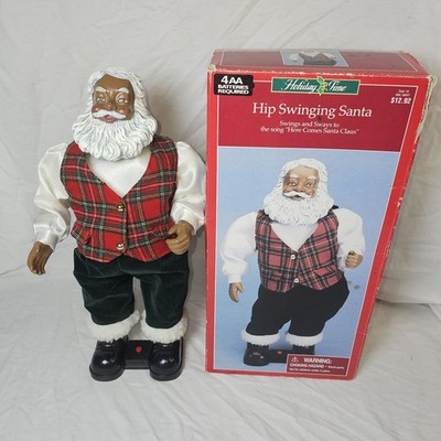 Holiday Time 18'' Black Santa Hip Swinging Santa Music Here Comes Santa Claus