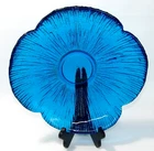 Vintage MCM 13" Blenko Cobalt Blue Glass Flower Centerpiece Bowl Platter