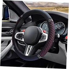 ZIMISI Bling Soft Leather Steering Wheel Cover, 15" Anti-Slip Sparkly Black/Red