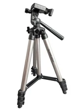 Quantaray Silver & Extendable Black Tripod with Pan/Tilt Head & Rubber Feet