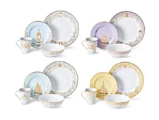 Disney Princess 16-Piece Dinnerware Set | Cinderella, Jasmine, Ariel, Belle