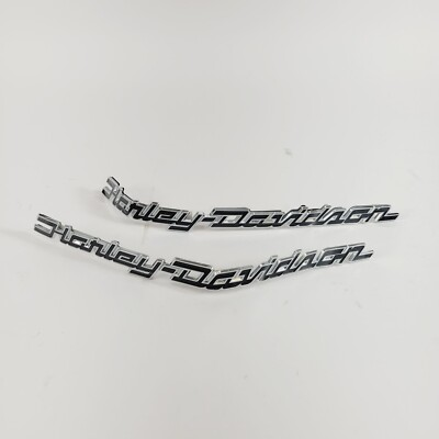 #ad Harley Davidson Chrome amp; Black Gas Tank Emblems Set 08 23 Touring BENT $37.96