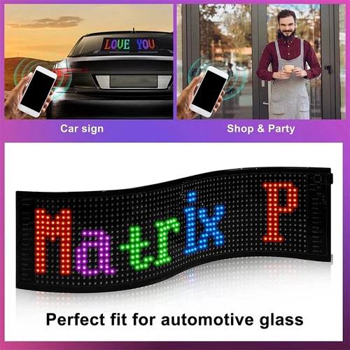 USB LED Car Flexible Sign Scrolling Message Display Screen APP Programmable RGB - Picture 18 of 24