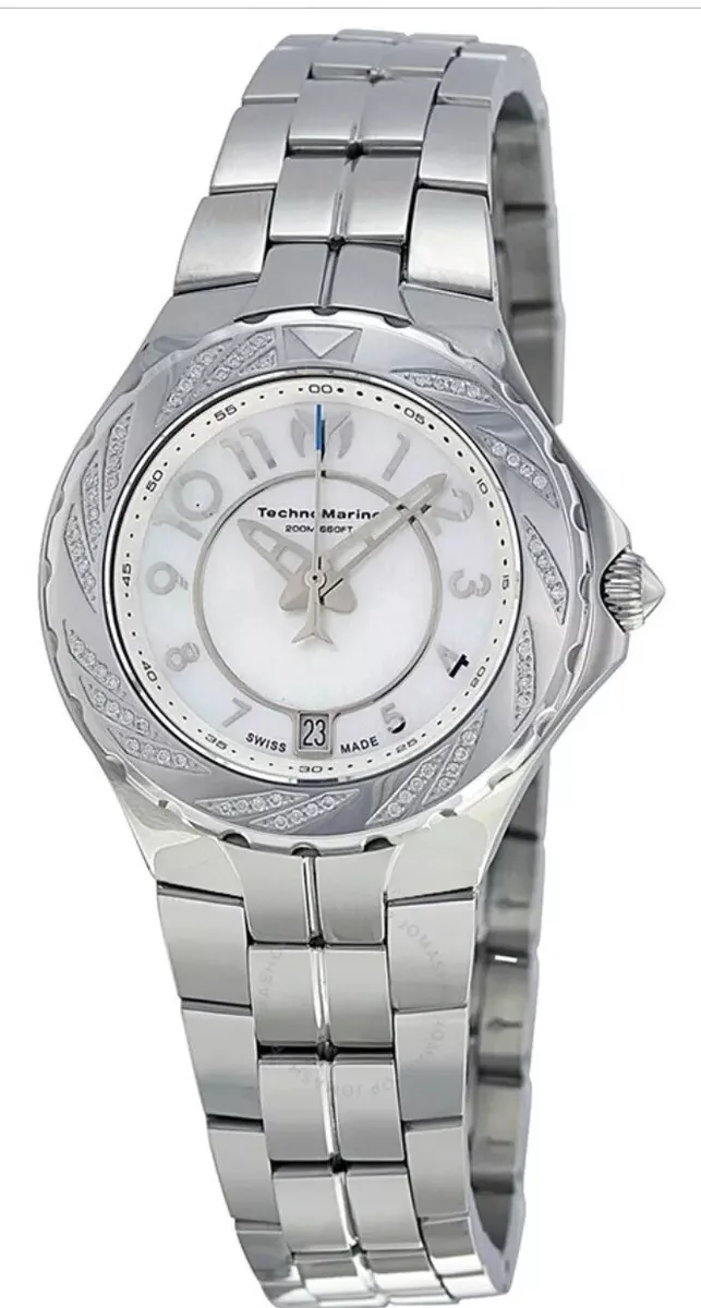 TechnoMarine 713004 Sea Pearl White Dial Diamond Stainless Steel Ladies Watch