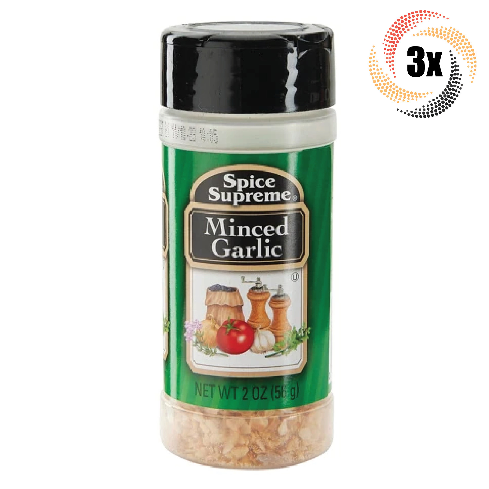 3x Шейкеры для специй Spice Supreme с измельченной чесночной приправой|2 унции | Быстрая доставка